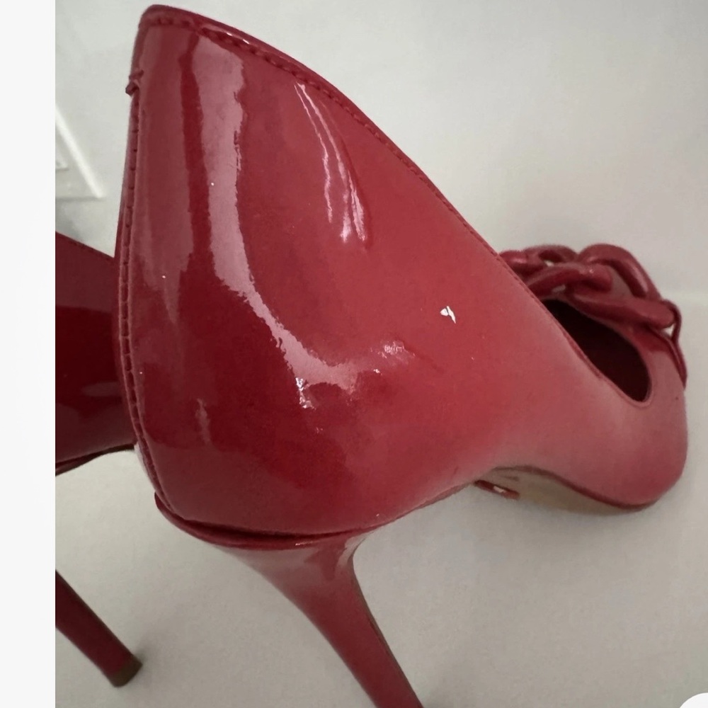 MICHAEL KORS Scarlett Chain Link Leather Pump red Size 6 - Picture 14 of 16